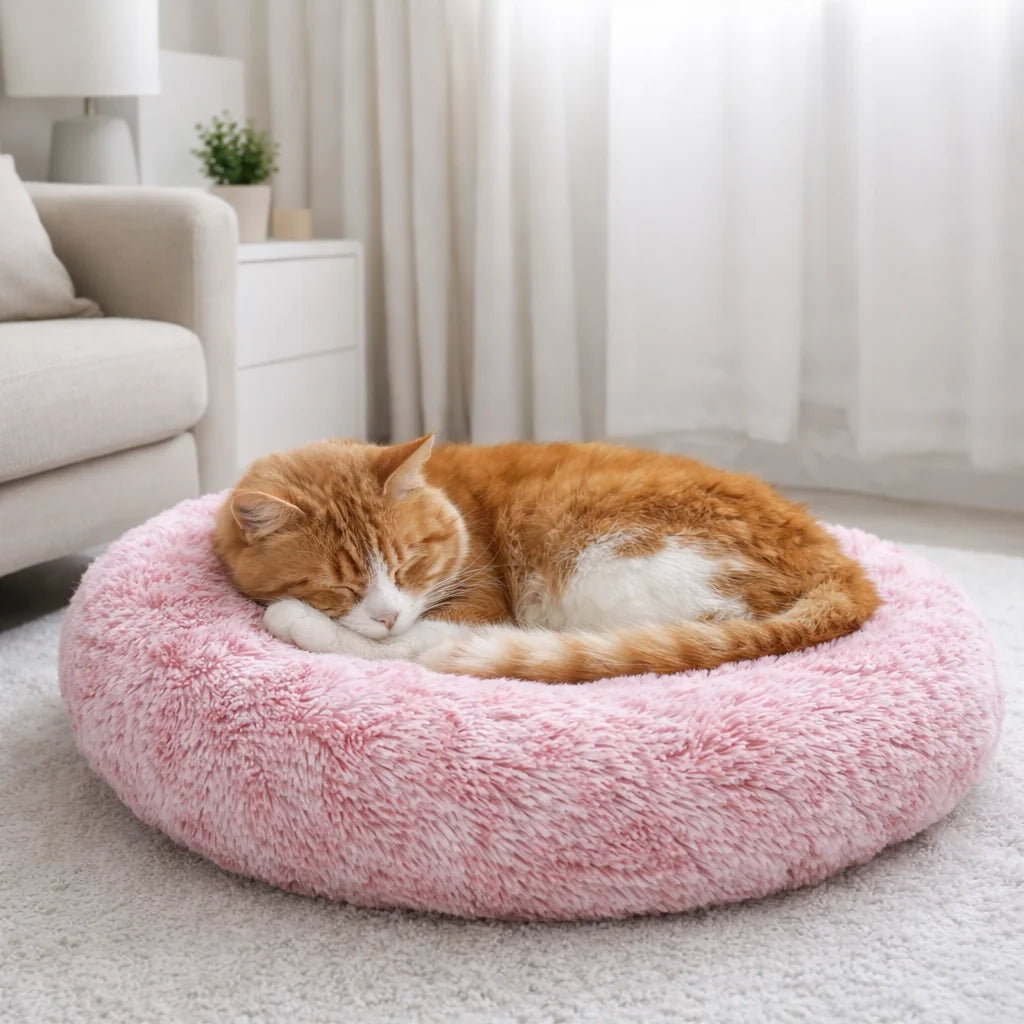 40-90cm 6 Sizes Round Pet Bed for Large Dog Bed Super Soft Cat Bed Plush Dog House for Medium Dog House Winter Warm Sleeping