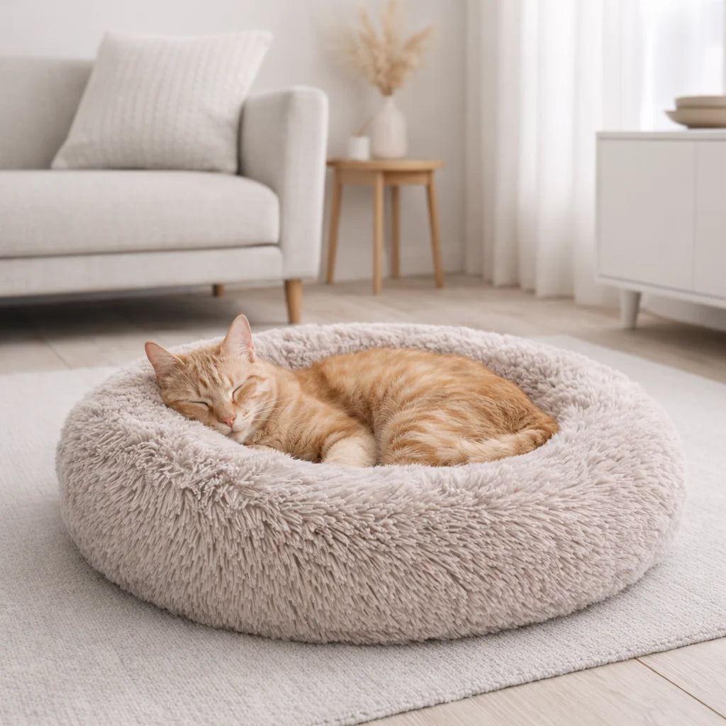 40-90cm 6 Sizes Round Pet Bed for Large Dog Bed Super Soft Cat Bed Plush Dog House for Medium Dog House Winter Warm Sleeping