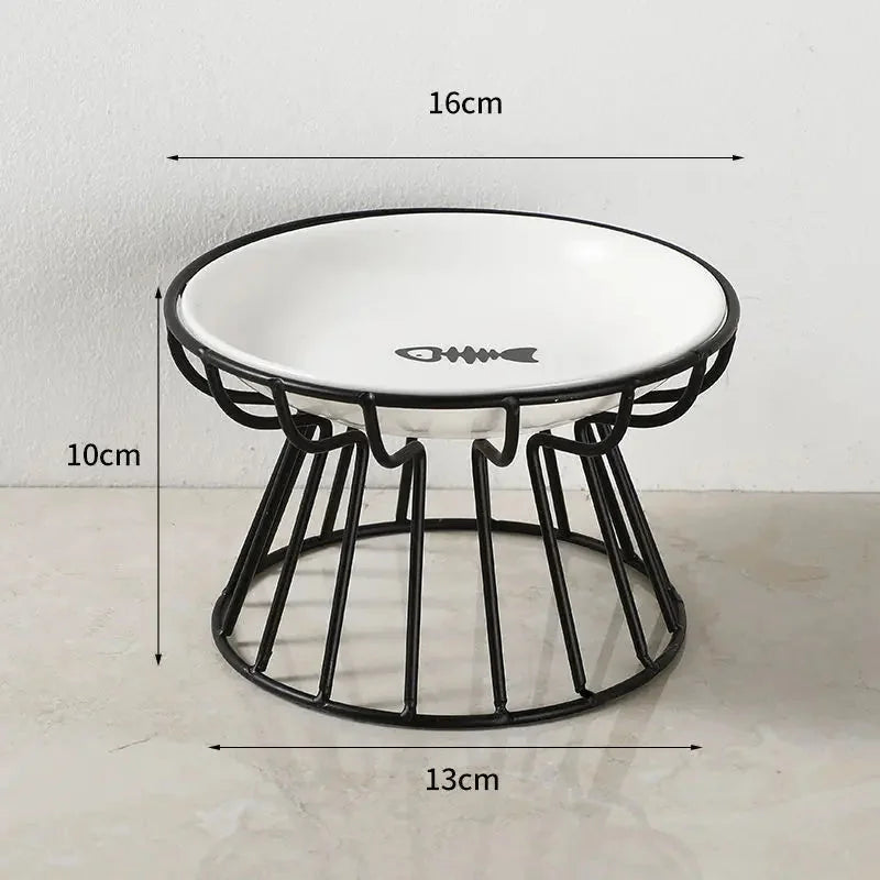 Ceramic Raised Pet Bowl Food Water Bowls with Rack for Cats Dogs Outdoor Feeding Drinking Accessories Doggie Cat Stand Bowl ﻿