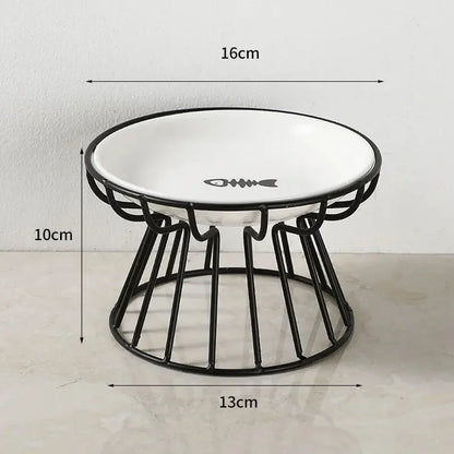 Ceramic Raised Pet Bowl Food Water Bowls with Rack for Cats Dogs Outdoor Feeding Drinking Accessories Doggie Cat Stand Bowl ﻿