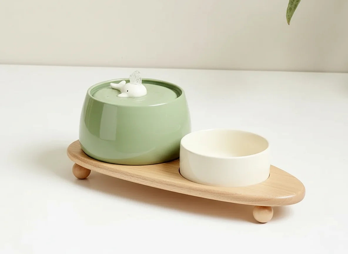 Ceramic Water Fountain Cat Charging Pet Water Feeders Dogs Automatic Circulating Filtration Flow Water Dispenser Cat Accessories