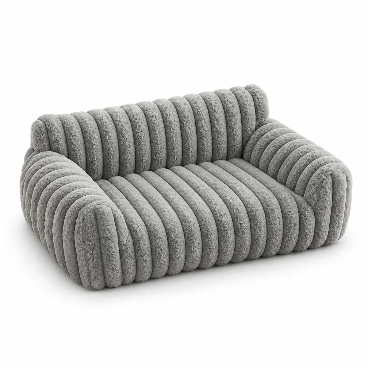 Cowslip ribbed sofa bed for cats in grey, on a white background