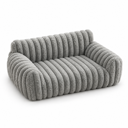 Cowslip ribbed sofa bed for cats in grey, on a white background