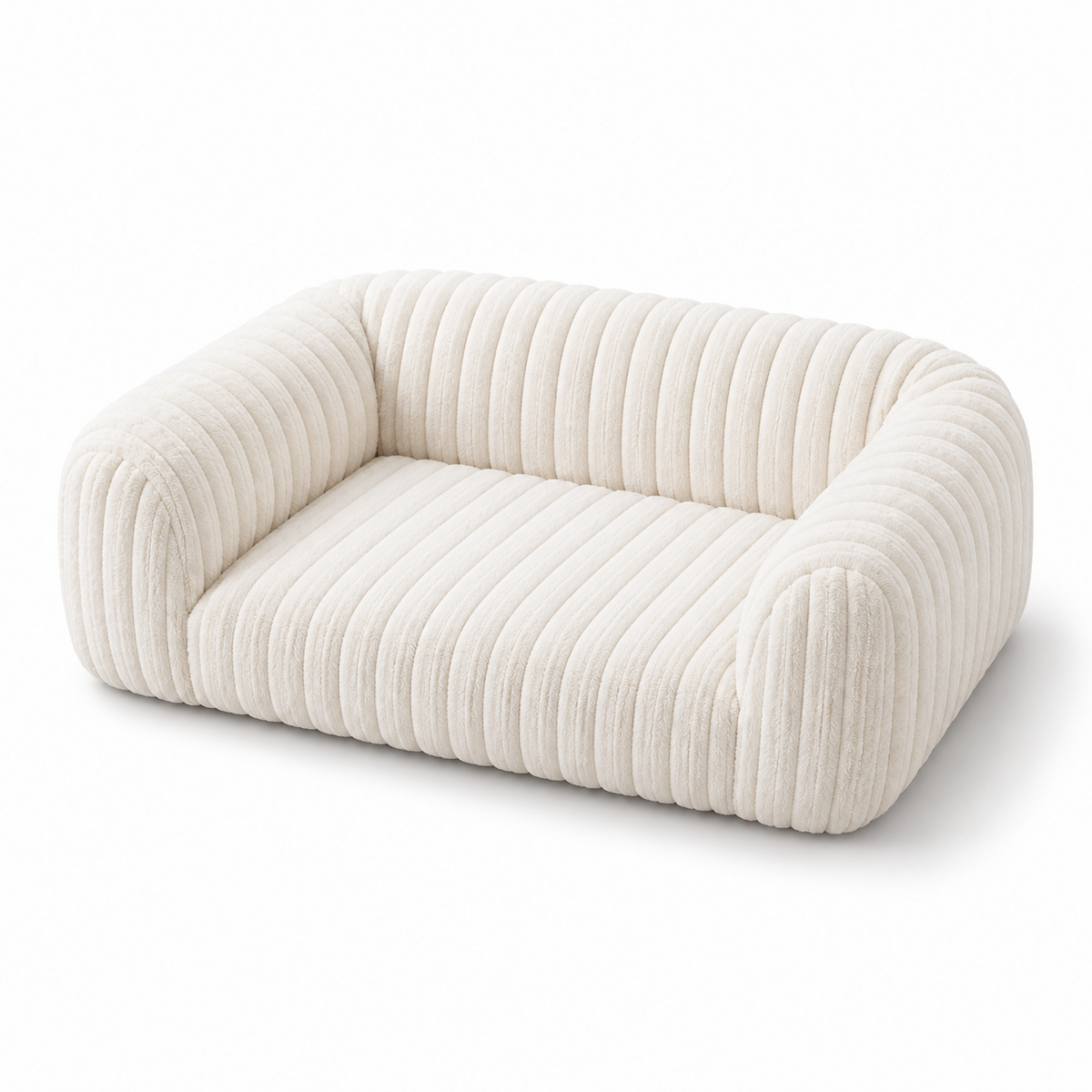 Cowslip ribbed sofa bed for cats in white, on a white background