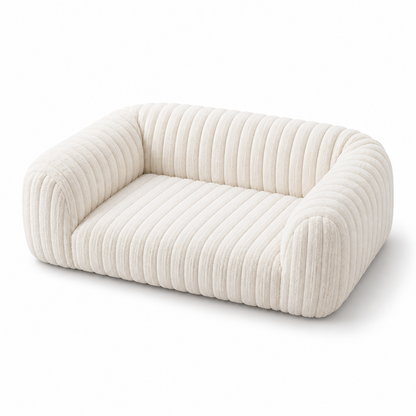 Cowslip ribbed sofa bed for cats in white, on a white background