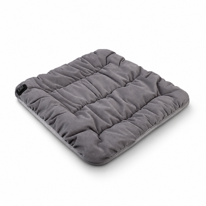 Ember heated cushion for cats in grey velvet, on a white background
