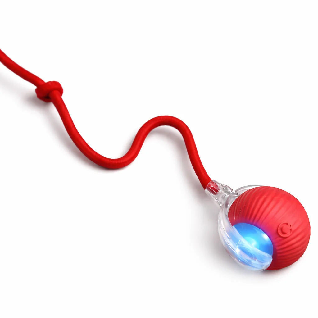 New Dog Interactive Ball Toy,Automatic Rolling Dog Ball Rech - Red with sound