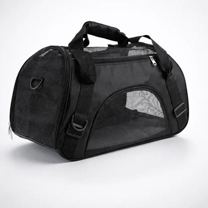 Cat Bags Portable Dog Carrier Bag Mesh Breathable Foldable C - Black