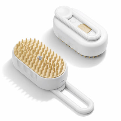 Electric 3-in-1 Pet Hair Brush - Steam Spray Massage Hair Re - White