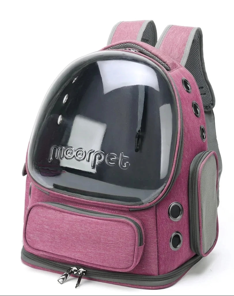 Transparent Pet Cat Carrier Bag Outdoor Travel Backpack for  - Pink
